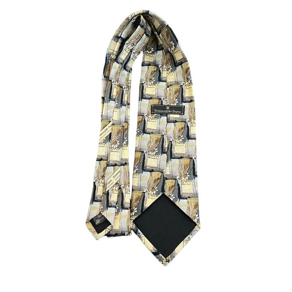 Ermenegildo Zegna Flower Design 100% Silk Tie - Picture 2 of 6